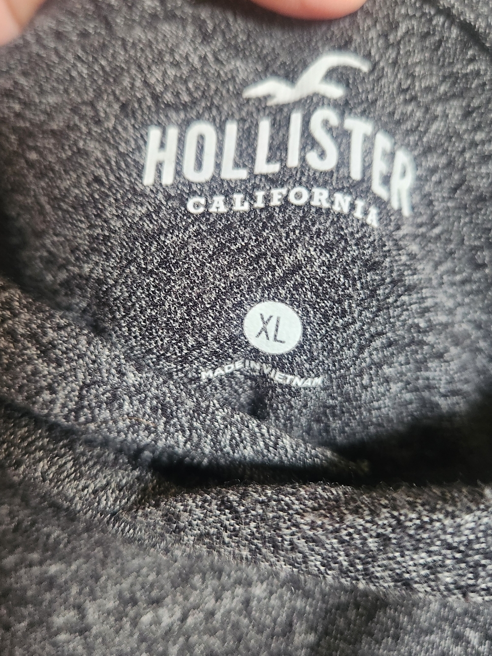Hollister Men's Black Heather Lightweight Hoodie Shirt Size XL - Picture 3 of 9